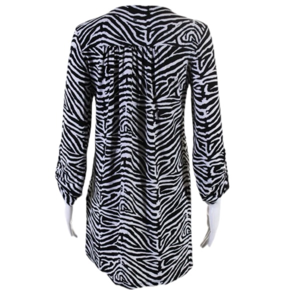 MICHAEL Michael Kors Zebra Print Lace Up V-Neck Black and White Dress - Picture 3 of 8
